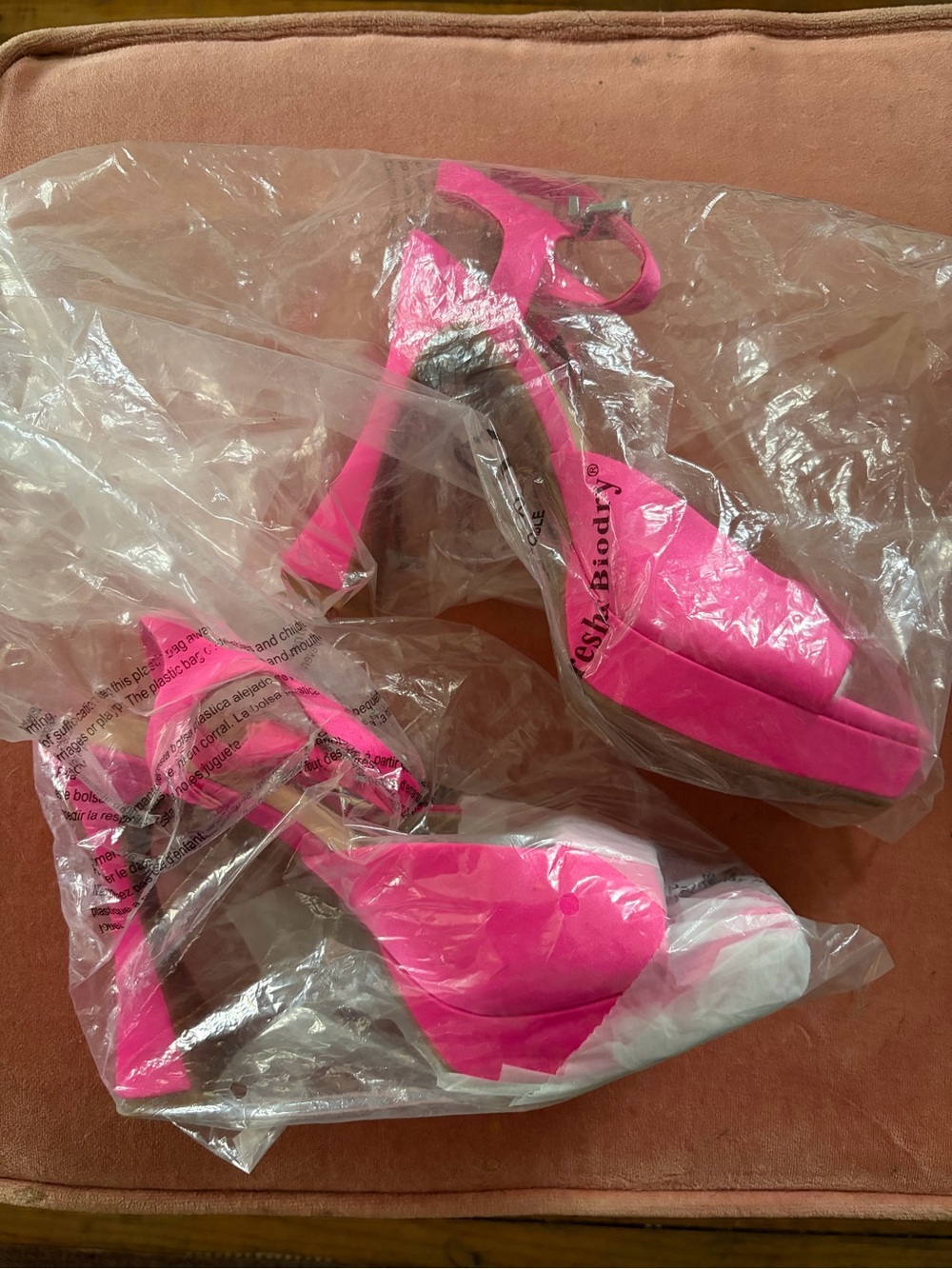 Gianni Bini Neon Pink Platform Ankle-Strap Heels